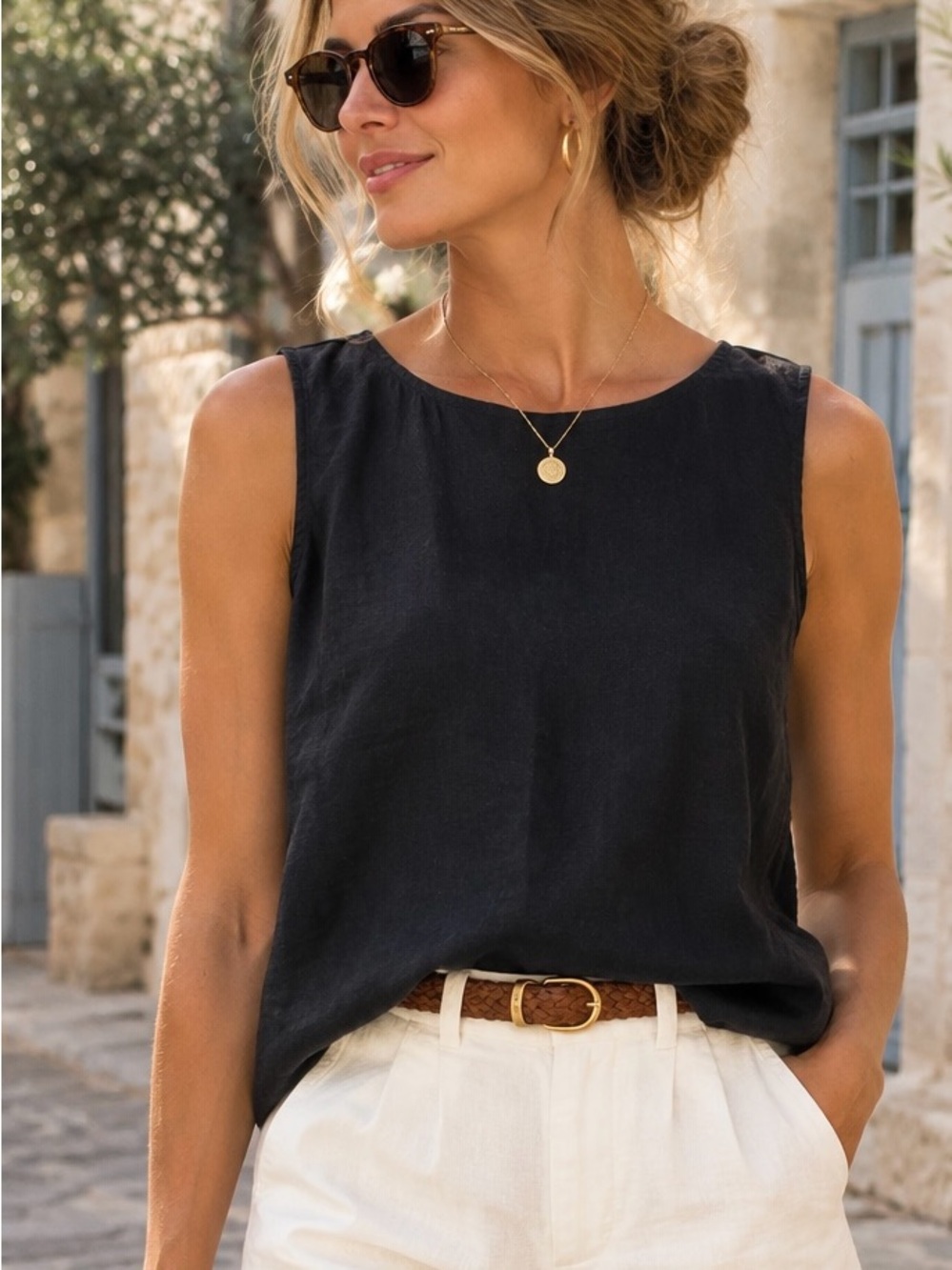 Rachel Zoe 100% Linen Shell Top - Classic Women's Tank